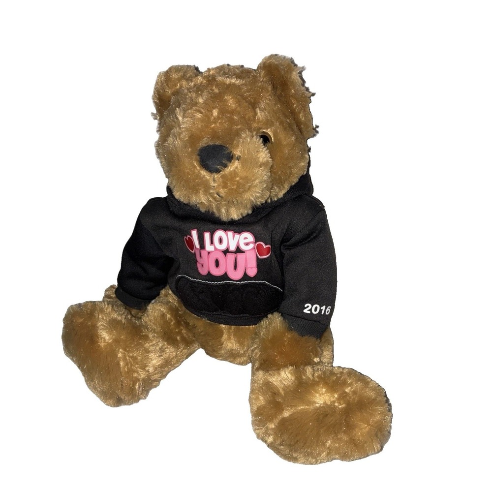 Kids Of America Brown Teddy Bear Valentine Plush Black I Love You Hoodie 2016